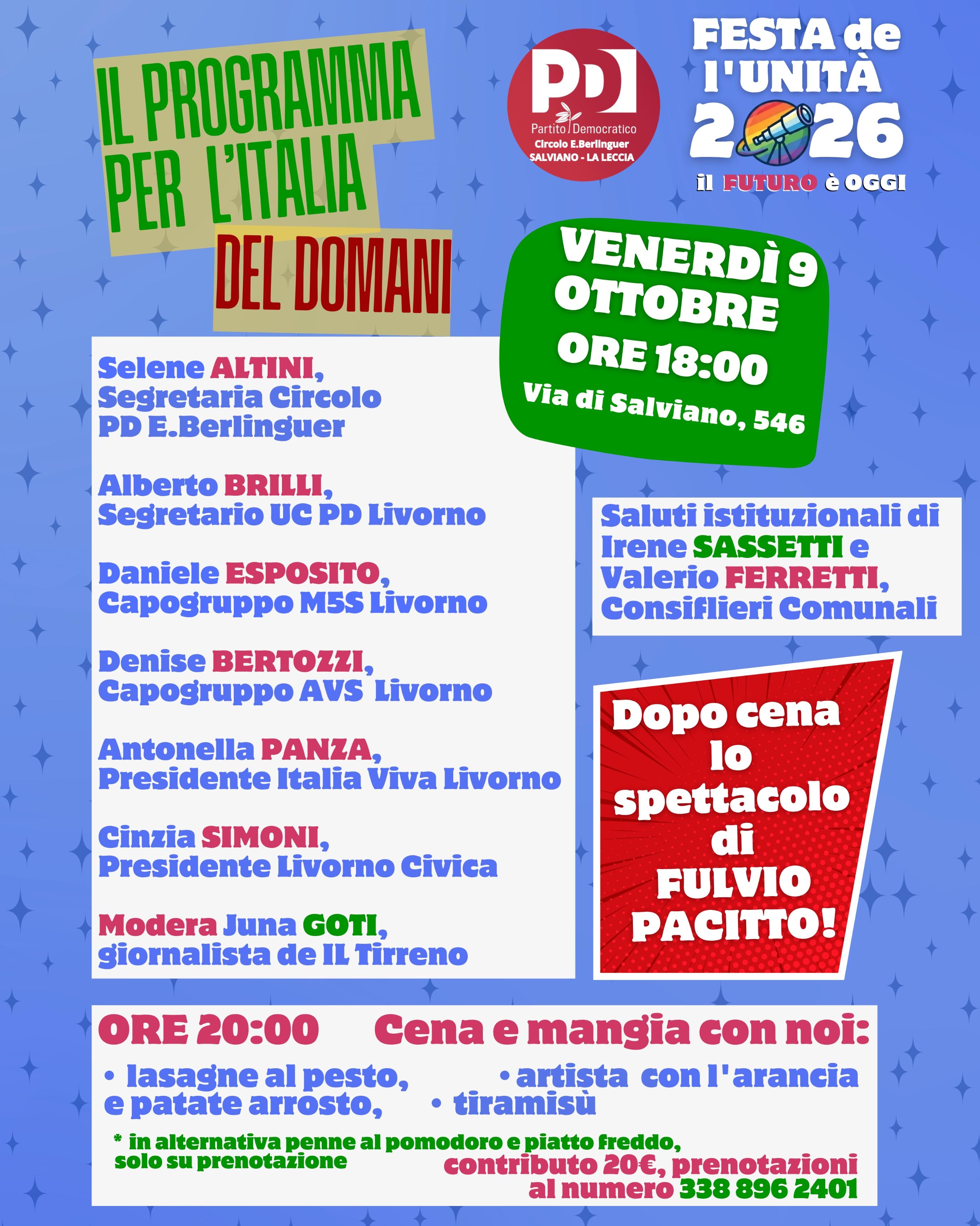 IL PROGRAMMA PER L'ITALIA DEL DOMANI